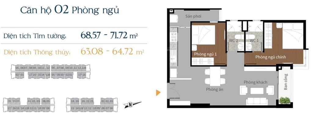 Bán căn hộ đẹp 2pn 2wc, 68m2 tại him lam phú an, 4,3 tỷ vnd