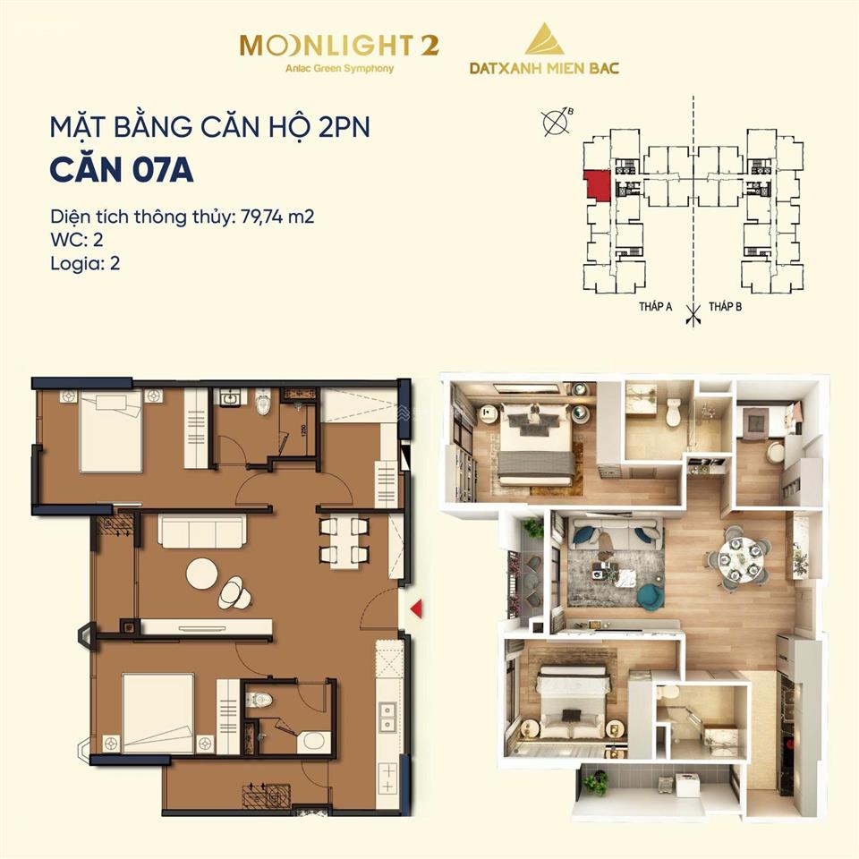 Chỉ từ 83tr/m2 sở hữu ngay căn hộ 2pn+ moonlight2