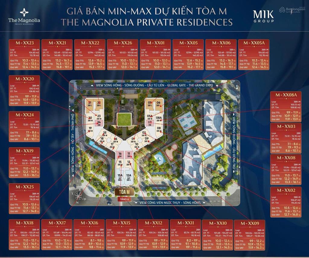 Bán căn góc 3 phòng ngủ 180m² view sông hồng, hơn 3 tỷ (20%)