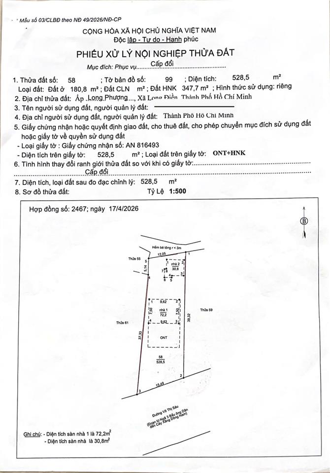 Siêu phẩm nhà vườn 2 mặt tiền 495 võ thị sáu, xã long điền, bà rịa (tp.hcm mới)