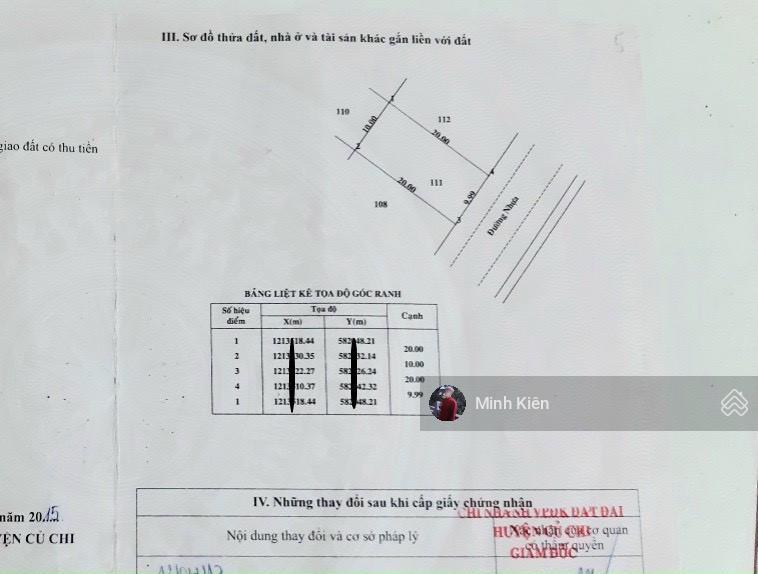 Kẹt tiền bán lỗ lô đất đ trần văn chẩm xã tân thông hội full thổ cư , giá 1 tỷ 260tr ,dt 200m2 .