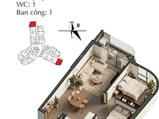 Bán gấp căn hộ vân bay 1n+, diện tích 53,9m², vốn chỉ từ 650 triệu, chiết khấu 9% giá trị căn hộ