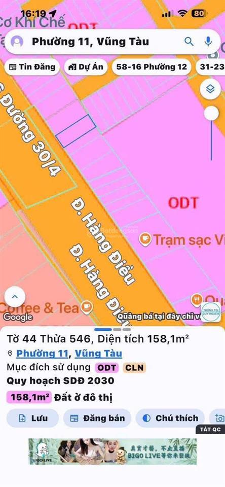 Bán đất mặt tiền hàng điều phước thắng, vũng tàu dt 103m² giá chỉ 10 tỷ