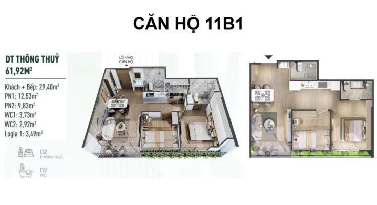 Bán căn 2pn  2wc  rẻ hơn thị trường 700tr  chỉ 6x tr/m  chung cư the fibonan  ecopark hưng yên