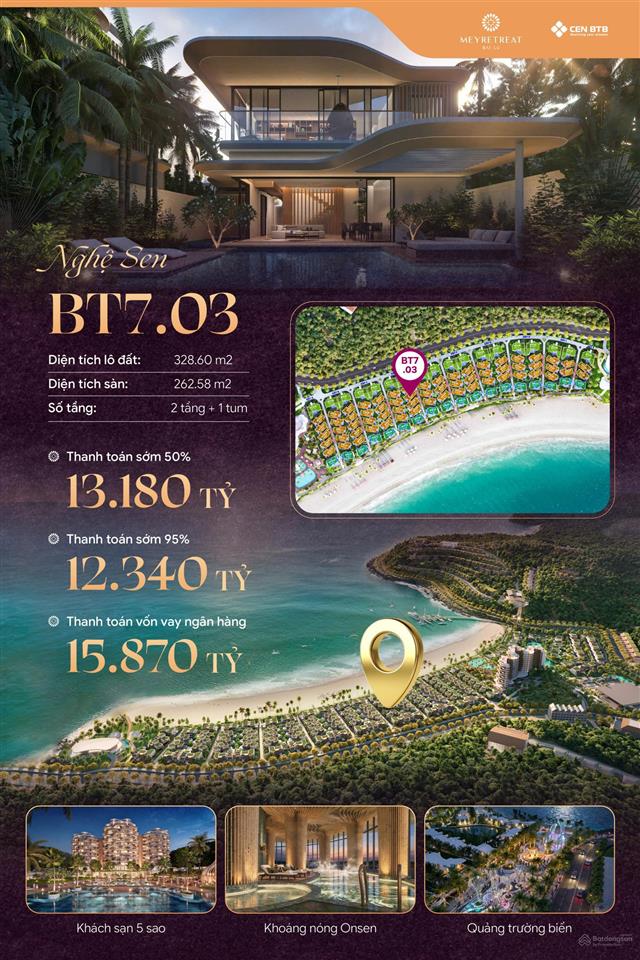 Bán biệt thự biển tại mey retreat bãi lữ, 12,34 tỷ, 328 m2, tiêu chuẩn 5 sao vận hành quốc tế