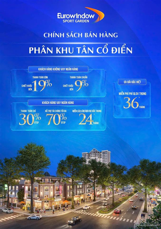 Căn shophouse cạnh công viên 2ha chiết khấu 19%  vay 24 tháng lãi suất 0%