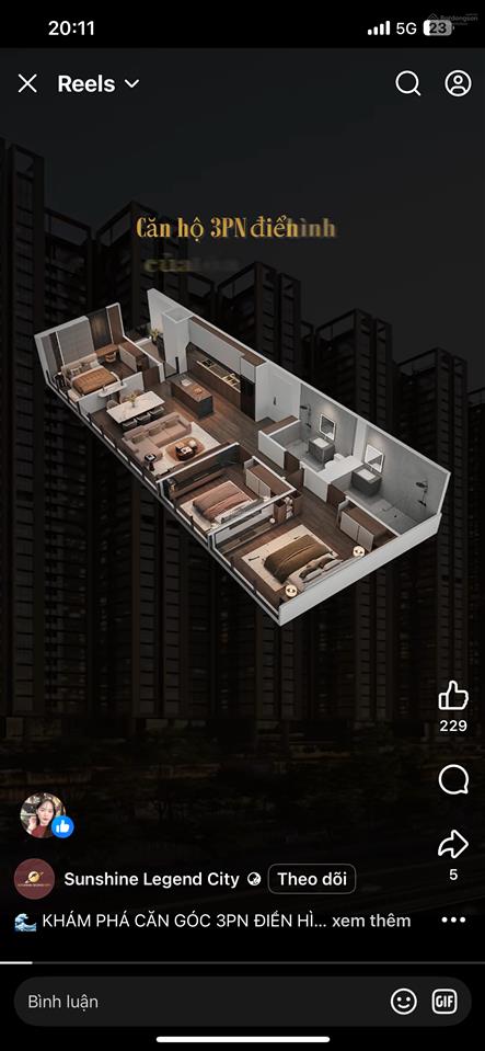 Bán căn hộ chung cư 3pn, 2wc tại sunshine legend city, 5,9 tỷ, 116 m2, hàng hiếm uy tín