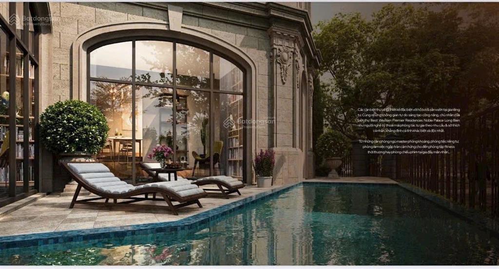 Biệt thự hoàng gia pháp 150m2 song lập, thiết kế phong cách cổ điển, bể bơi riêng từng căn, có hầm