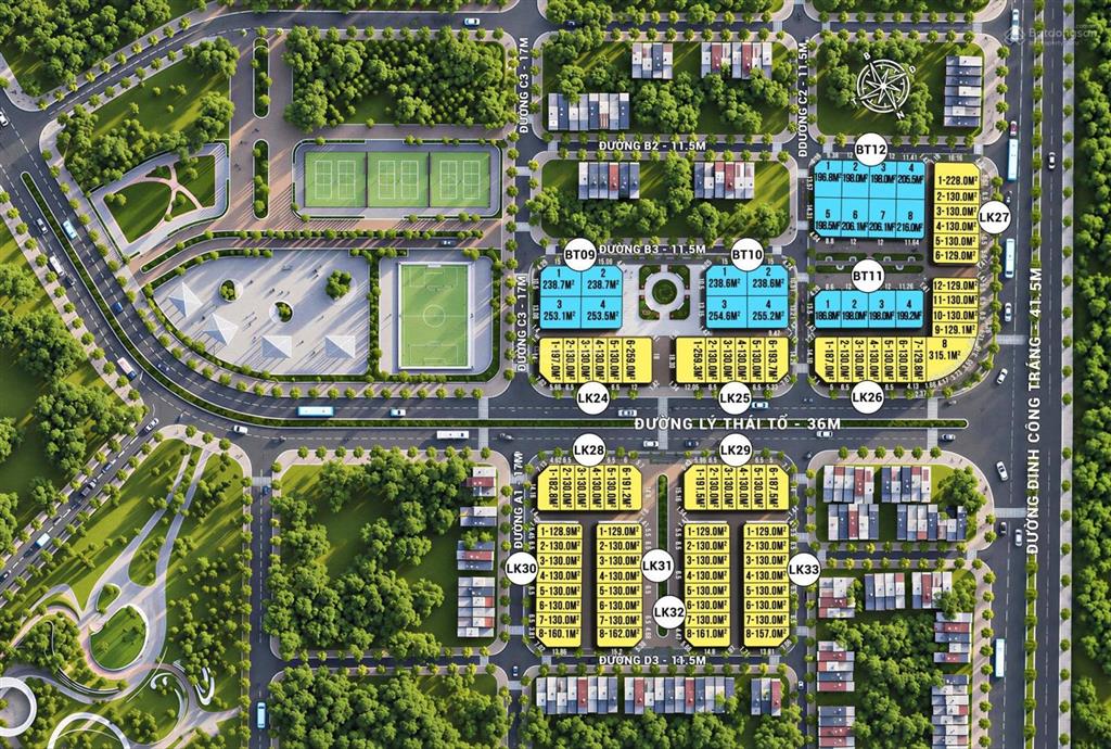 Chỉ từ 51tr/m2 (cả đất cả nhà) sở hữu căn liền kề 130m2 mặt tiền 6,5m trong kđt hud châu sơn