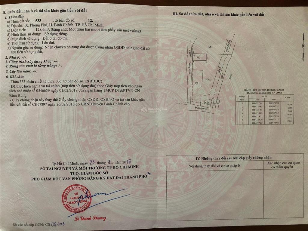 Bán đất 128.6m2, gần sông, ngay quốc lộ 50, ngang 7.8m dài 16.5m