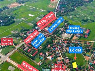 Bán gấp đất đẹp trung tâm hành chính tam đảo dt 90m2 mt 5,76m thích hợp nghỉ dưỡng 720tr 0988 296 ***
