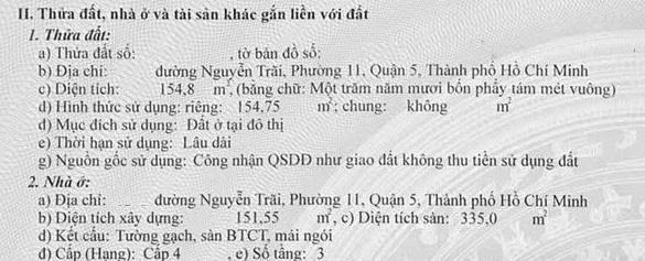 Chỉ 25 tỷ nhà 3 tầng  dt 155 m²  khuôn vuông vức nguyễn trãi  quận 5