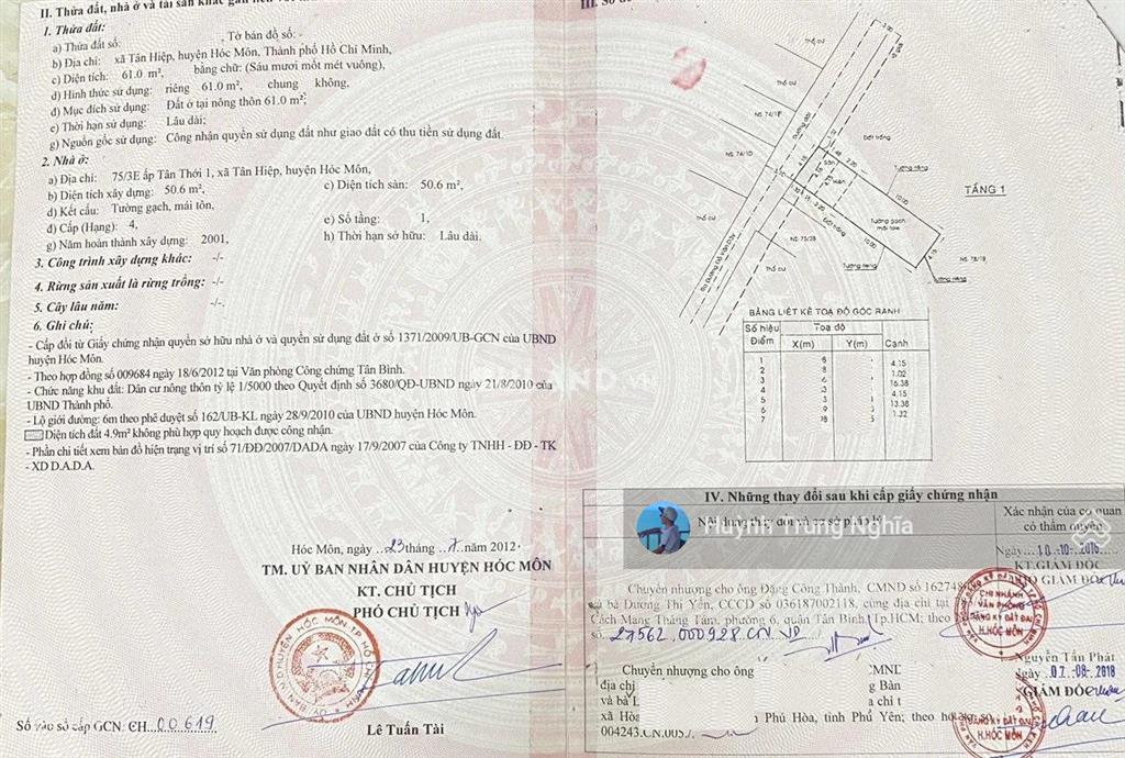 Bán nhà cấp 4 giá 1 tỷ 150 đường đỗ văn dậy xã tân hiệp ngay chợ hóc môn