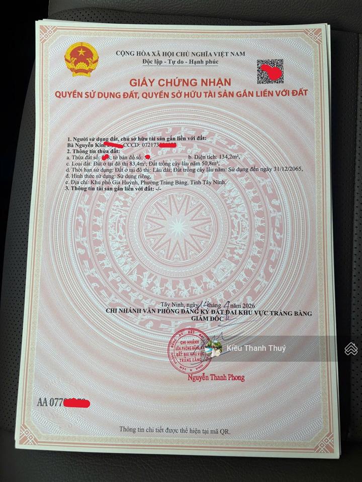 Dt 135m2/680tr. đ. chùa đá, trảng bàng. cách ngân hàng agribank 200m di chuyển. sổ hồng riêng