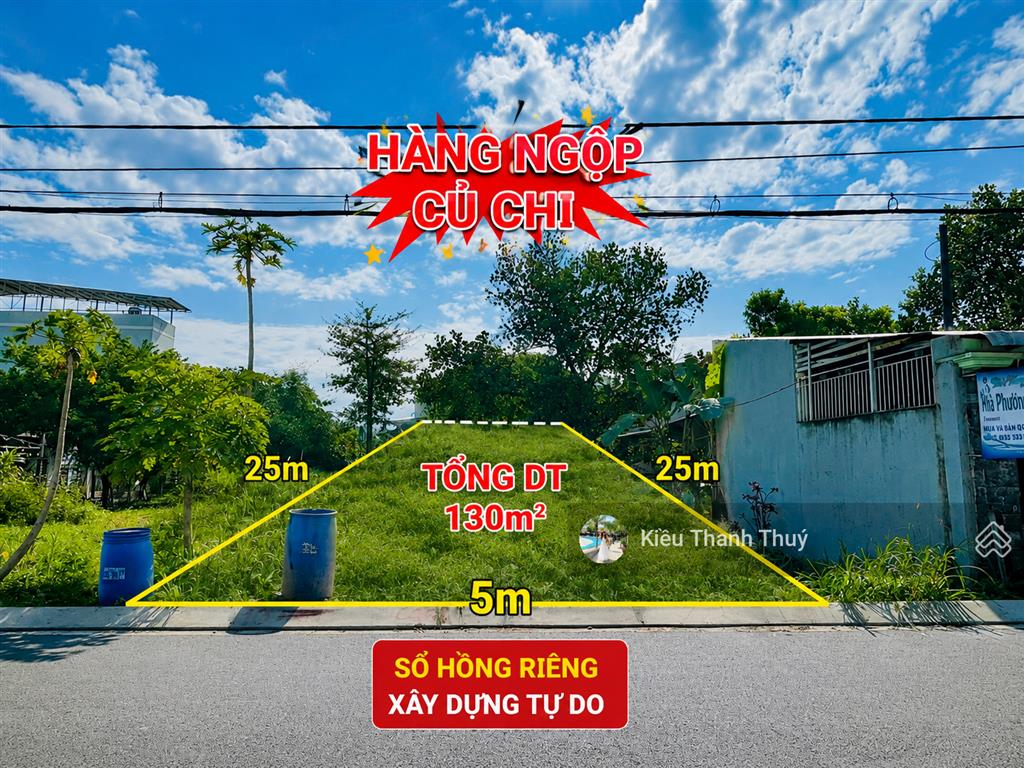 Ngộp bank bán đất 130m2. ngay bệnh viện xuyên á, tân phú trung. giá 650 triệu. sổ hồng riêng