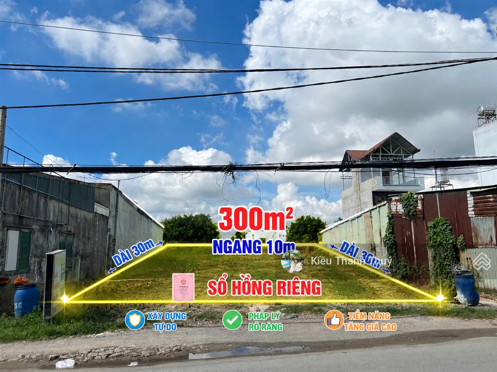 Cắt lỗ bán lô đất 300m2 (80m2 thổ) ngay ngã ba hai châu, phường trảng bàng, giá 780 triệu, sổ riêng