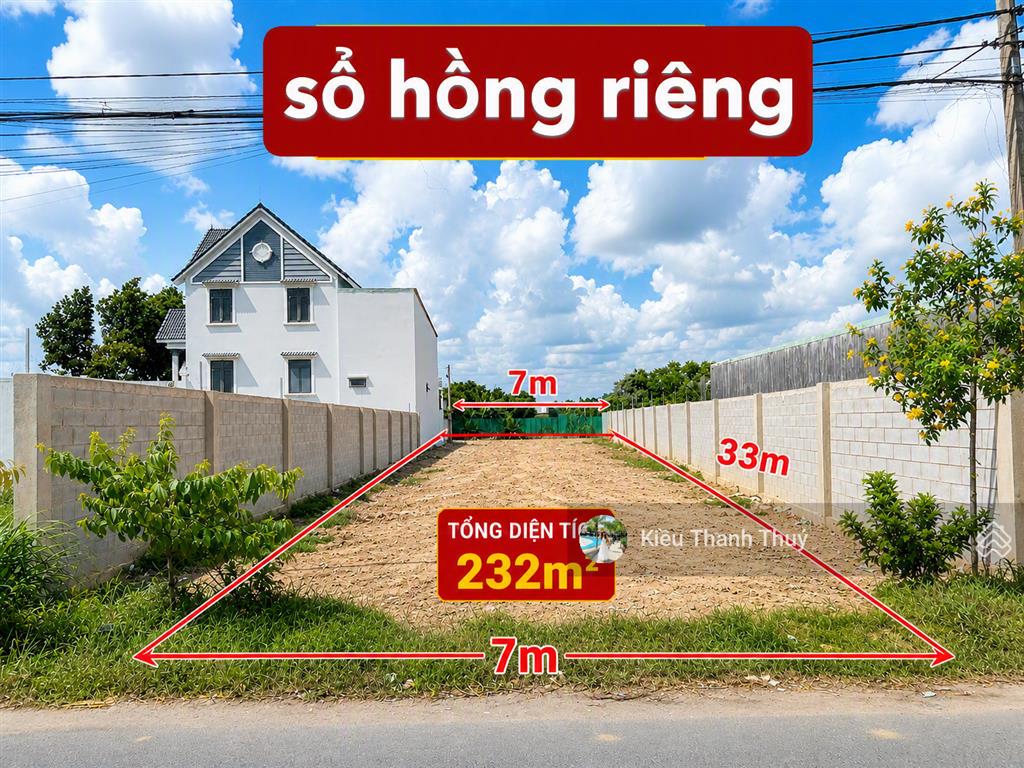 Chủ nợ bank bán đất 232m²/750 triệu. đ.tỉnh lộ 2, tân thông hội. phù hợp khách mua về xây nhà vườn