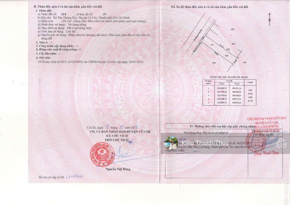 Dt 129m2/ 990 triệu. đất nằm ngay chợ việt kiều, tân thông hội, sổ riêng, xây dựng tự do