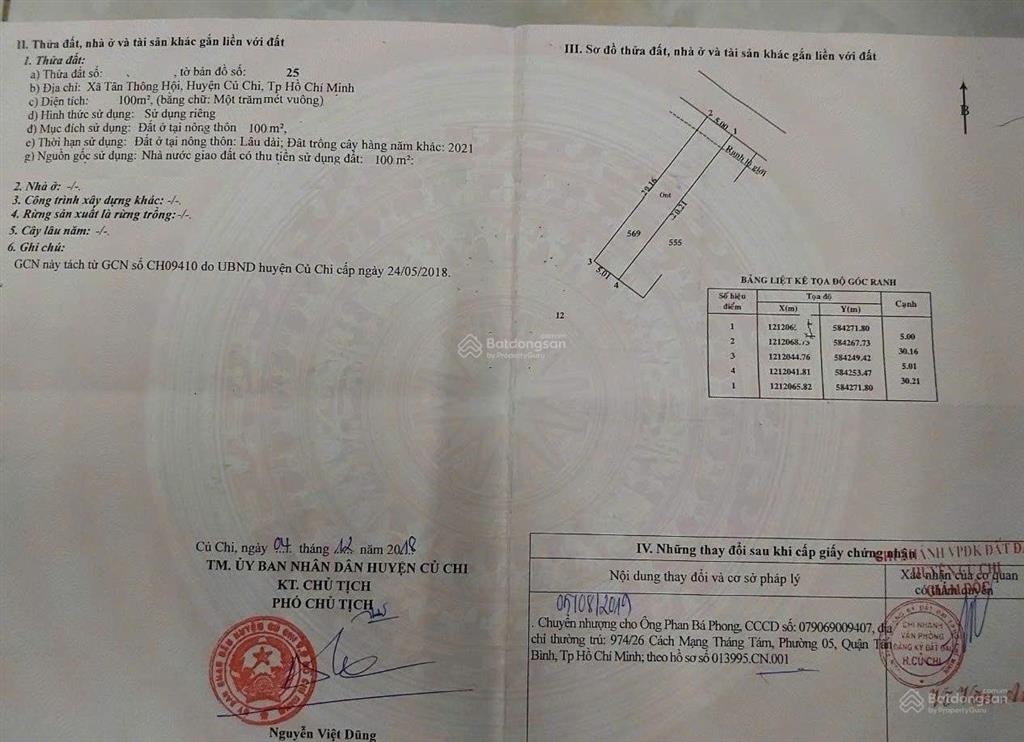 Bán lô đất 100m2. giá 930tr. đ.suối lội, tân thông hội. sổ hồng riêng. full thổ cư