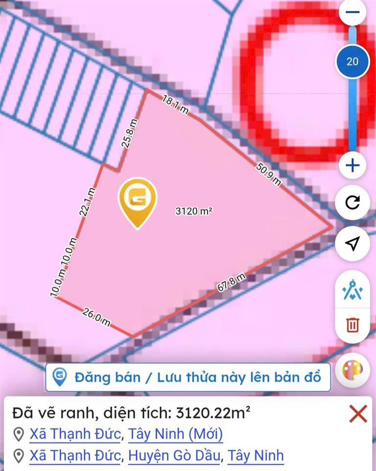 Bán khu đất 3000m2 lô góc 2 mặt tiền tại ấp Bến Mương xã Thạnh Đức huyện Gò Dầu Tây Ninh