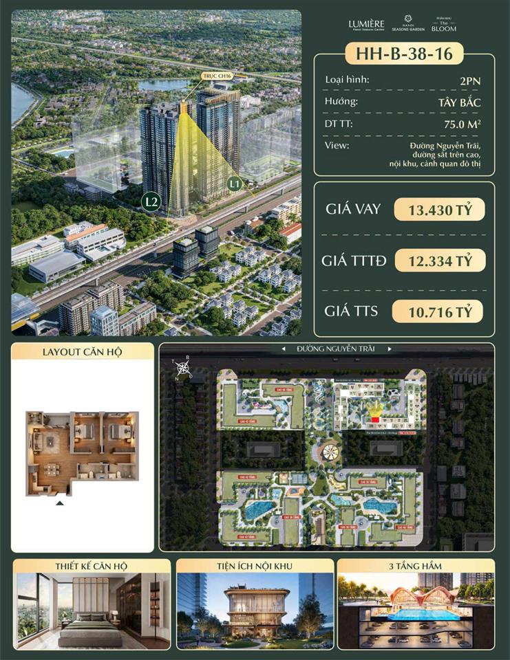 CẬP NHẬT CĂN 2PN VIEW NGUYỄN TRÃI ĐẸP TẠI HANOI SEASONS GARDEN
