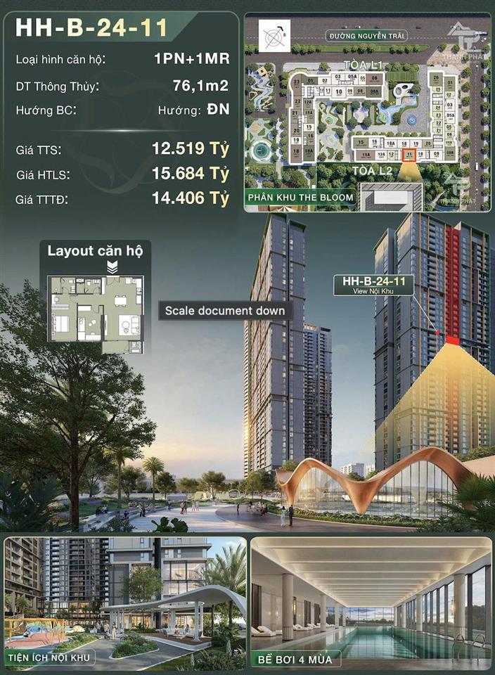 CĂN 1PN+1MR DIỆN TÍCH 76.1M² – KHÔNG GIAN LINH HOẠT CHO GIA ĐÌNH TRẺ
