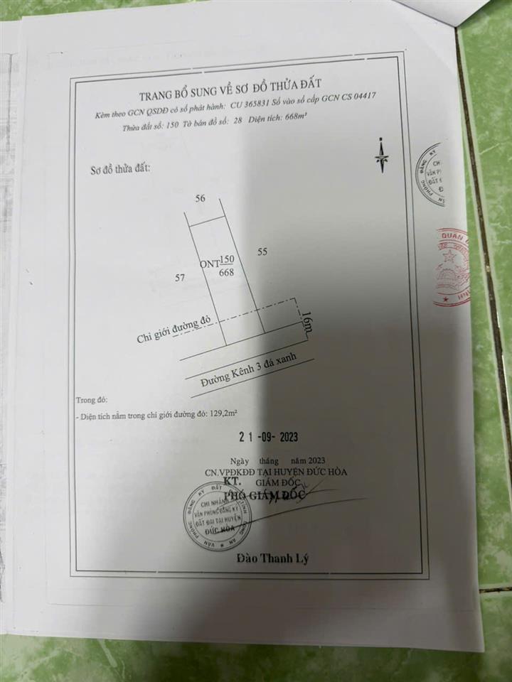 Bán đất thổ cư mặt tiền đường Kênh 3, Đức Hòa, Long An