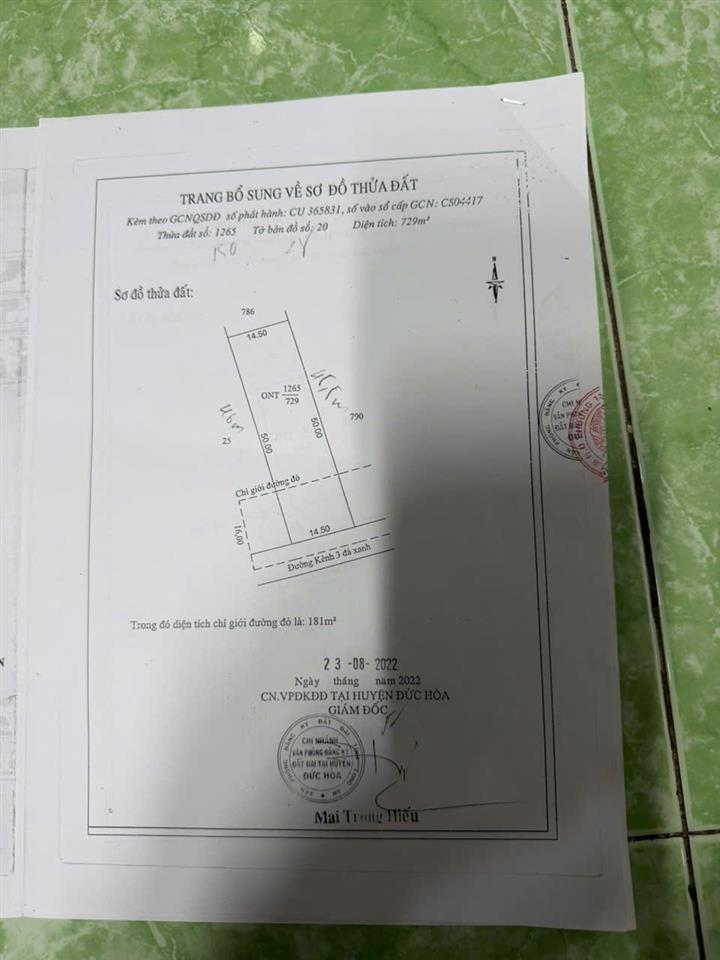 Bán đất thổ cư mặt tiền đường Kênh 3, Đức Hòa, Long An