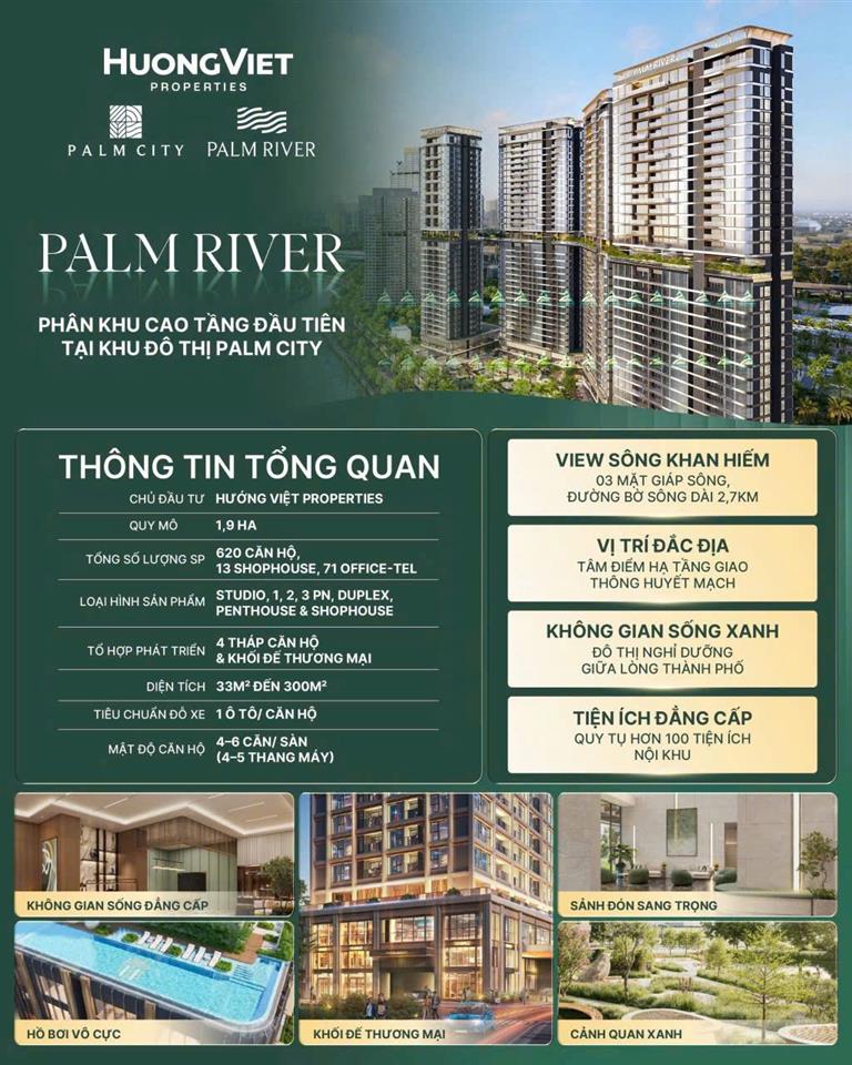 PALM RIVER - PALM CITY - Khu đô thị ven sông tại Nam Rạch Chiếc, liền kề Trung tâm Tài