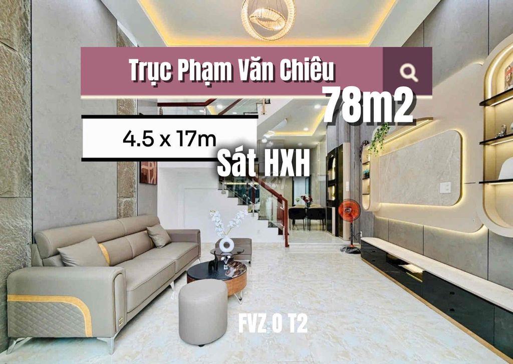BÁN NHÀ 78M2, SÁT HXH THÔNG,PHẠM VĂN CHIÊU GÒ VẤP,4.5x17M,2 TẦNG, 6 TỶ