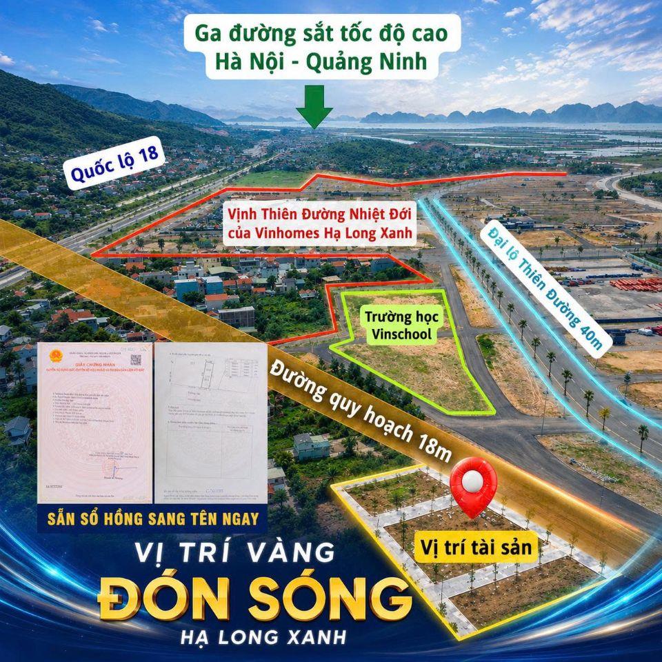 KỀ BÊN ĐẠI ĐÔ THỊ 18 TỶ ĐÔ VIN HẠ LONG XANH, 5 PHÚT ĐẾN GA TOD, SẴN SỔ TỪNG LÔ CHỈ NHỈNH 2 TỶ