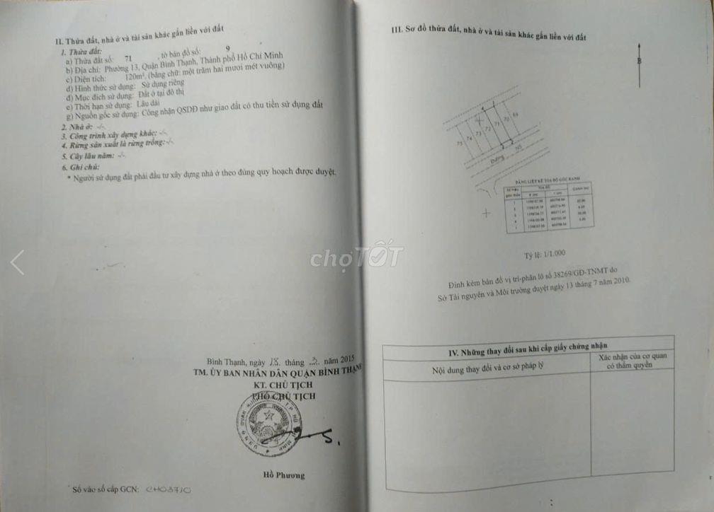 Đất đẹp view sông Bình Lợi, DT 6x20m.DTCN 120M2.hẻm xe tải thông.