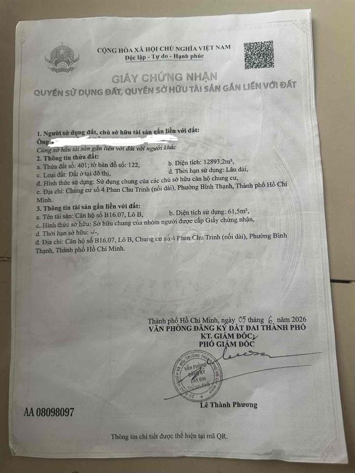 Căn hộ chung cư 2 PN ngay trung tâm Bình Thạnh