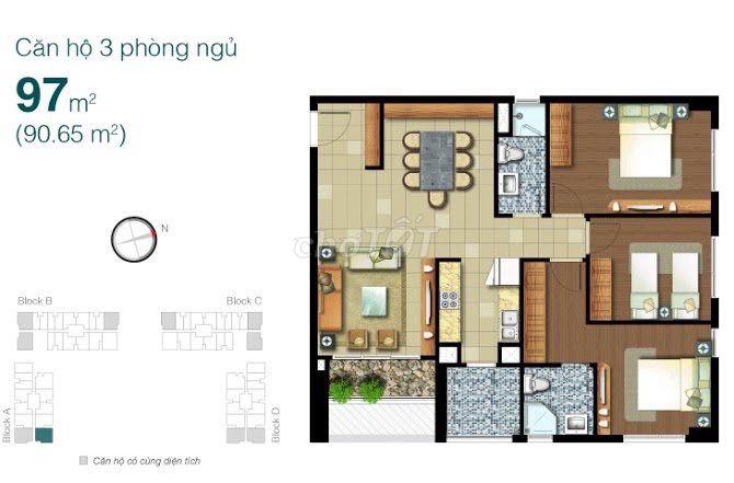 Cần bán CH 3PN, 97M2, lầu cao view đẹp, Chính chủ