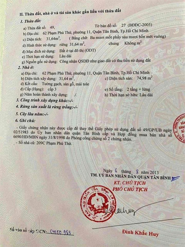 90m2 MẶT TIỀN CHỢ VẢI TÂN BÌNH - HƠN 6 TỶ ----------- 🔥🔥🔥Nhà chính chủ