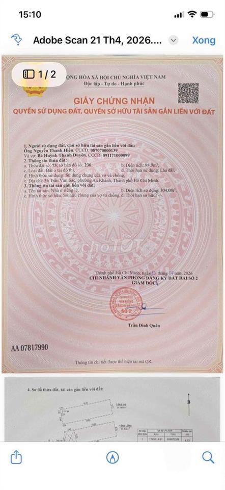 Chính Chủ Bán Toà Nhà CHDV Thảo Điền MT Trần Văn Sắc 4,6x20 6T 30,9 Ty