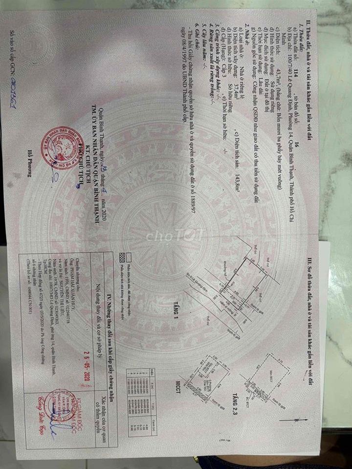 Chào bán  hoa hồng 120 triệu  8.1 tỷ • CHDV LÊ QUANG ĐỊNH, BÌNH THẠNH
