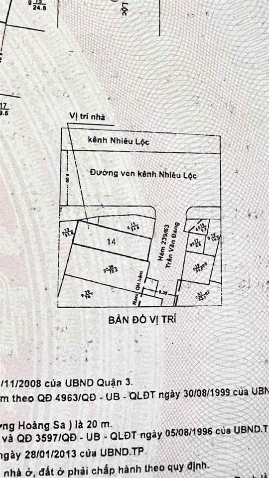 CẦN BÁN GẤP ĐẤT Ở QUẬN 3 (MẶT TIỀN HOÀNG SA - TRƯỜNG SA)