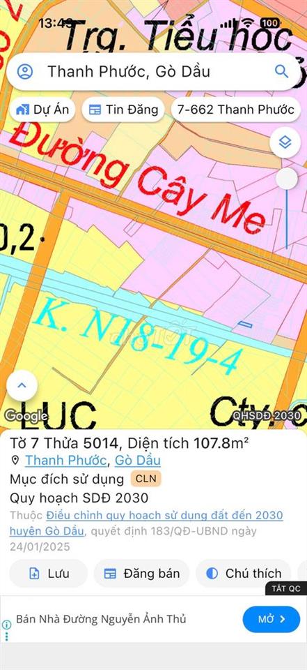 Bán đất diện tích 107.8m2 sẵn sổ, khu vực Gò Dầu, Tây Ninh