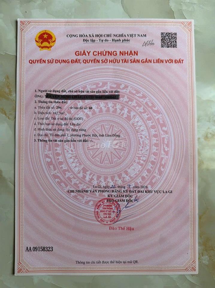 Bán lô đất 185m2, MT 8m-30 Nguyễn Trường Tộ, Phước Hội, TX La Gi