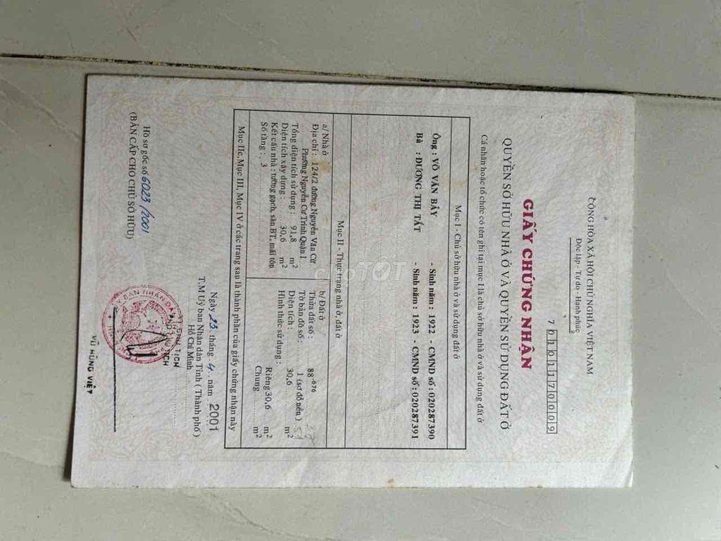 CHÍNH CHỦ GỞI BÁN NHÀ Q1 6,5 TỶ