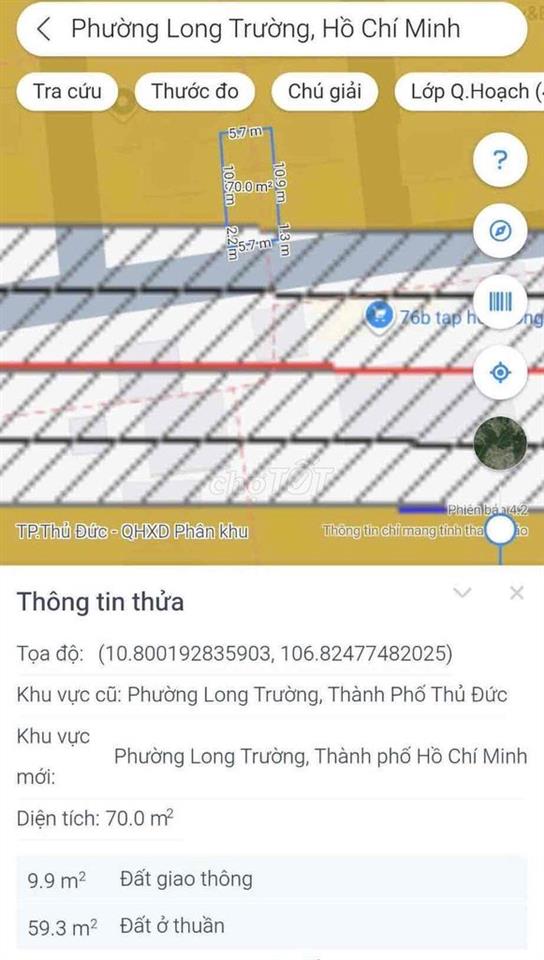 ĐẤT NỀN 70M², NGANG 5.7M ĐẸP, ĐƯỜNG Ô TÔ GẦN CẦU ÔNG NHIÊU.