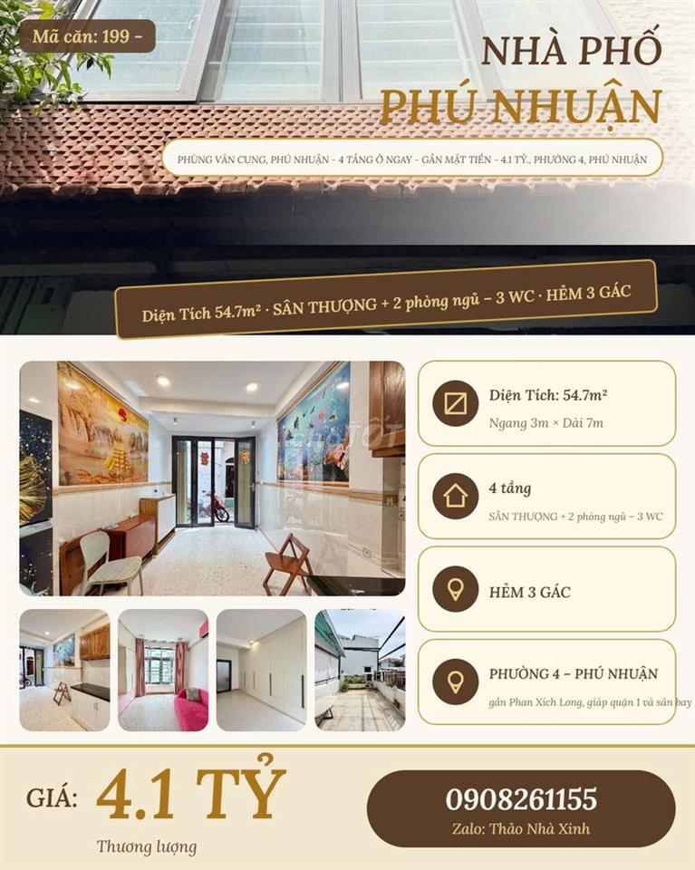 PHÙNG VĂN CUNG, PHÚ NHUẬN - 4 TẦNG Ở NGAY - GẦN MẶT TIỀN