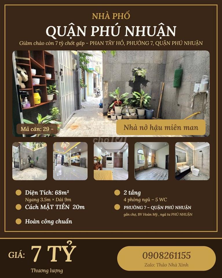 👉🔥 GIẢM CHÀO CÒN 7 TỶ – PHAN TÂY HỒ, PHÚ NHUẬN – CHỦ CẦN CHỐT GẤP!