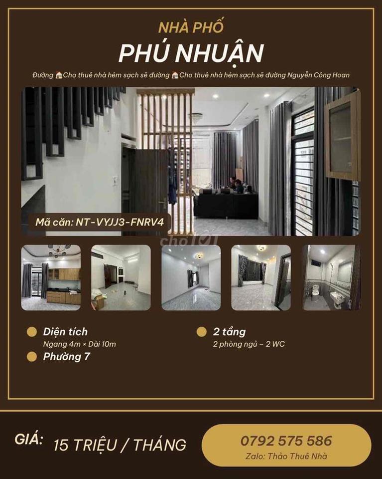 🏠Cho thuê nhà hẻm sạch sẽ đường Nguyễn Công Hoan