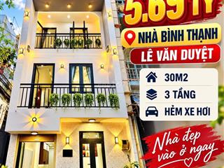 5.69 TỶ - NHÀ BÌNH THẠNH - 30M2 - 3 TẦNG 2PN 3WC - HẺM XE HƠI