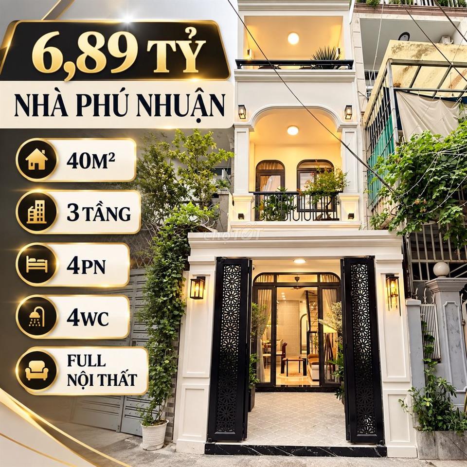 6,89 TỶ - NHÀ PHÚ NHUẬN - 40M² - 3 TẦNG - 4PN – 4WC - FULL NỘI THẤT