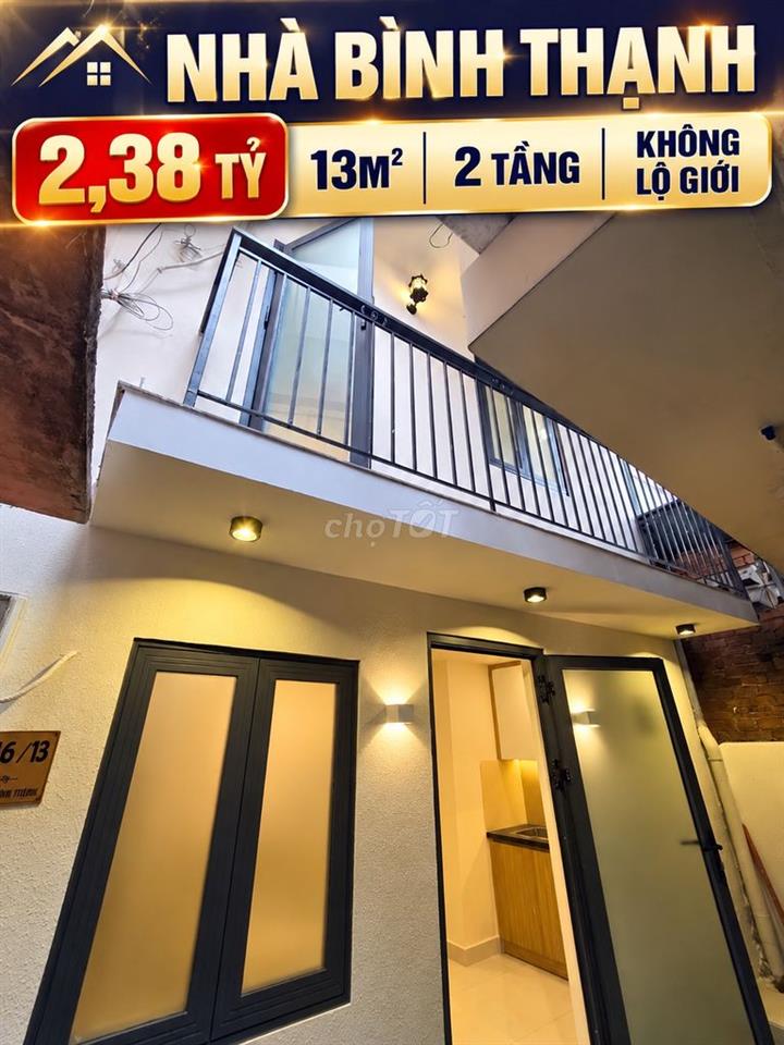 🔥 NHÀ BÌNH THẠNH – 2,38 TỶ – 13M² – 2 TẦNG – KHÔNG LỘ GIỚI 🔥