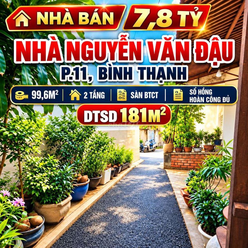 NHÀ BÌNH THẠNH 3PN 3WC | 99,6M² | DTSD 181 m2 - 2 TẦNG BTCT | 7,8 TỶ