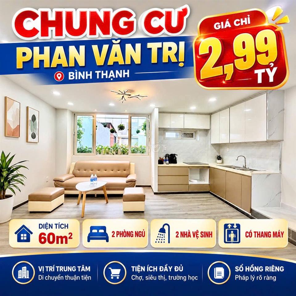 2,99 TỶ - 60m2 –  2PN 2WC | CÓ THANG MÁY - CC 234 PHAN VĂN TRỊ 